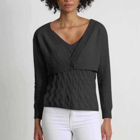 Off the Shoulder Cropped Cashmere Cardigan from Minnie Rose